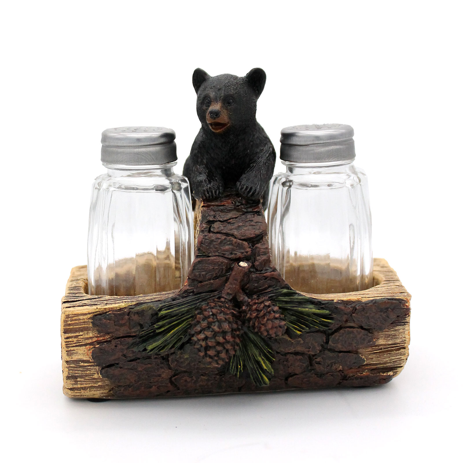 Black Bear Salt and Pepper Shakers - Blackbear in a Log Spices and  Seasonings Set - Glass Salt and Pepper Shakers Home Decor Salt and Pepper  Table Set